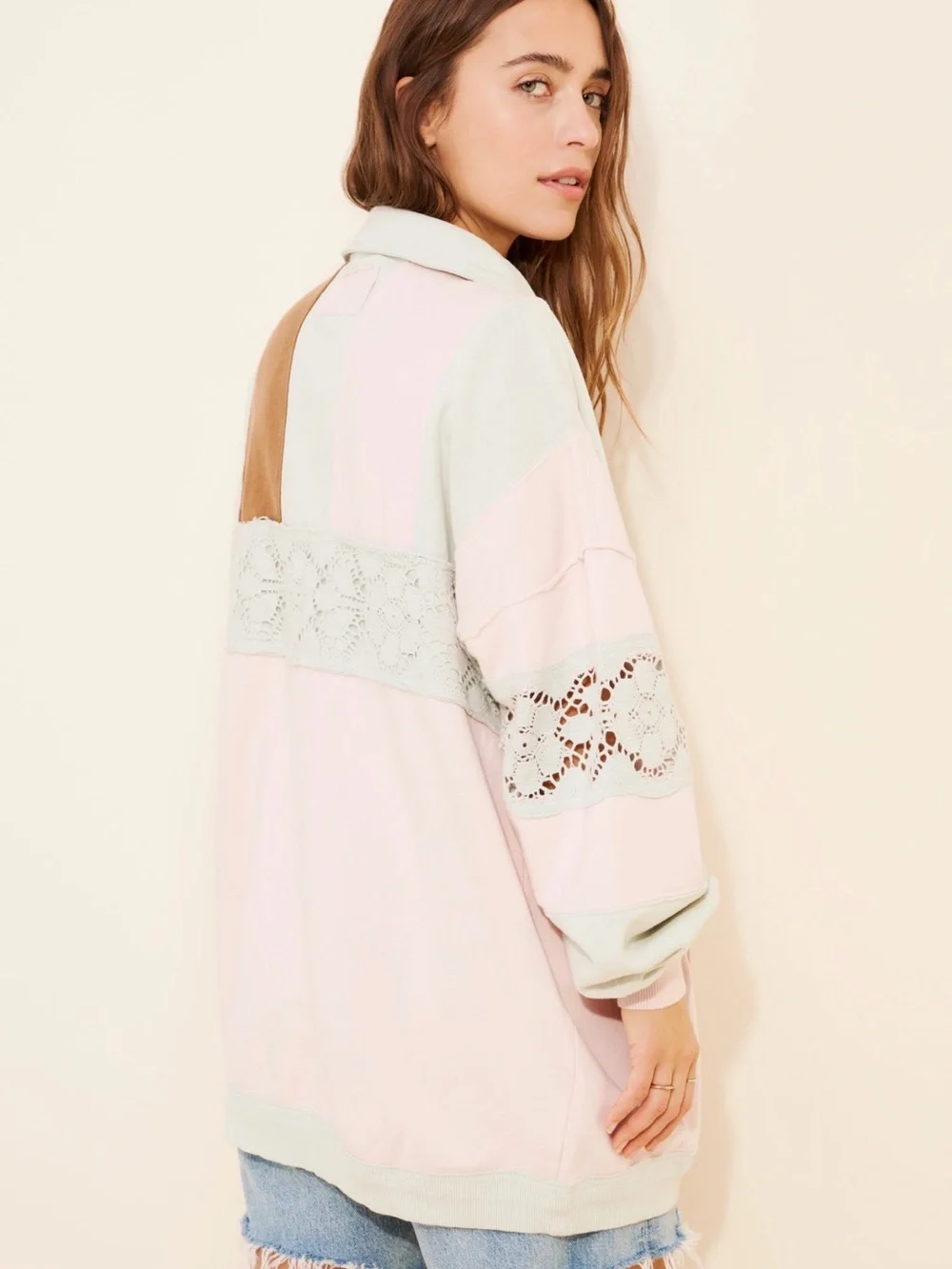 Free People We The Free American Dream Polo in Mint Combo S - Picture 2 of 9